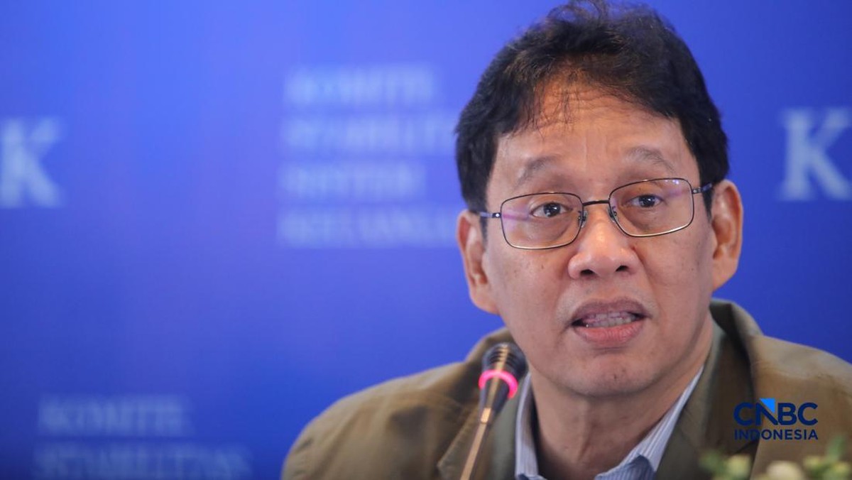 Foto: Menteri Keuangan (Menkeu), Purbaya Yudhi Sadewa menyampaikan pemaparan saat konferensi pers hasil rapat berkala KSSK tahun 2026 di Bank Indonesia, Jakarta, Kamis (7/5/2026). (CNBC Indonesia/Faisal Rahman)