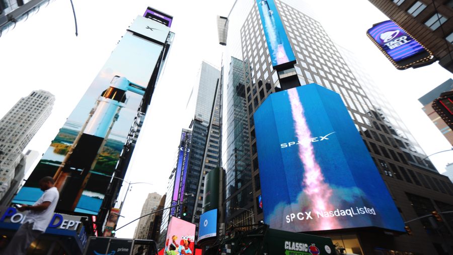 Penampilan di layar IPO SpaceX. dok: Bloomberg
