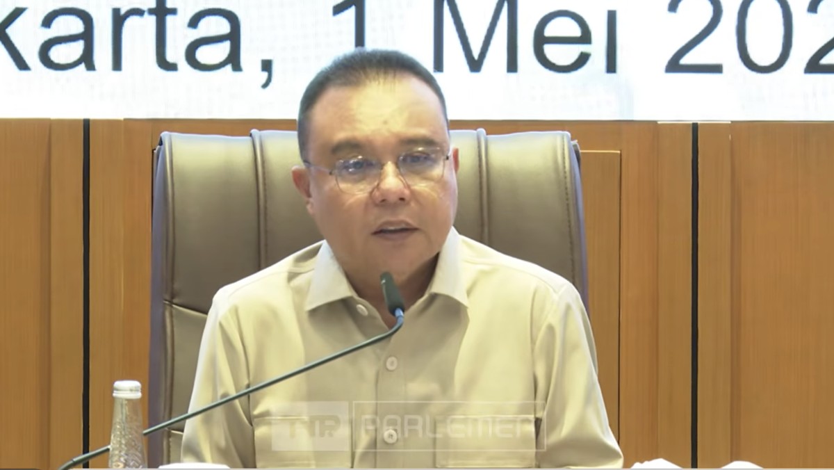 Foto: Wakil Ketua DPR RI, Sufmi Dasco Ahmad saat menerima Peserta Unjuk Rasa Hari Buruh di Komplek Parlemen, Jakarta, Jumat (1/5/2026). (Tangkapan Layar Youtube/TVR Parlemen)
