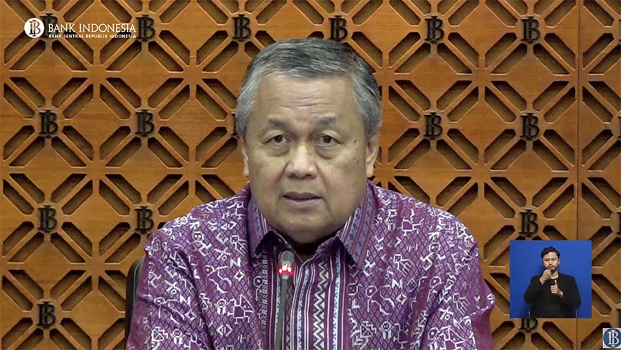 Gubernur Bank Indonesia, Perry Warjiyo mengumumkan Hasil Rapat Dewan Gubernur Bulanan Bulan Mei 2024. (Youtube Bank Indonesia)