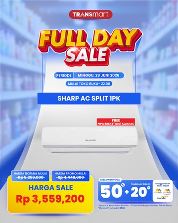 Transmart Kembali Gelar 'Full Day Sale', AC Sharp 1 PK Diobral dengan Potongan Harga Fantastis