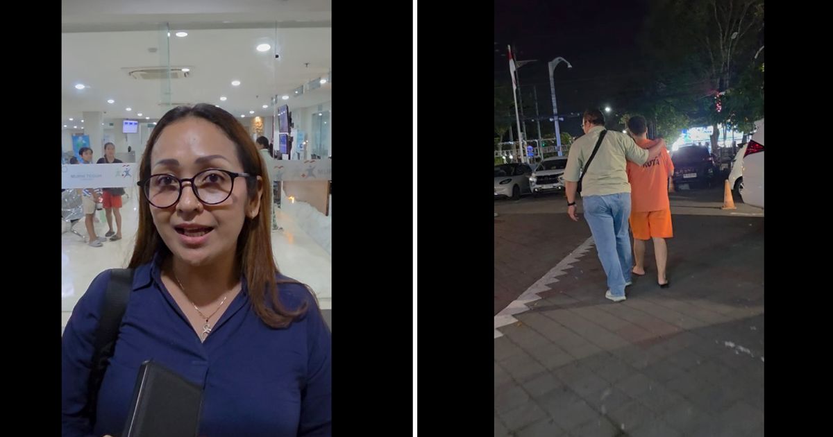 Foto Florentina (Kiri) Kuasa Hukum MBC saat menemani kliennya melakukan pemeriksaan di RS Murni Teguh Kuta dan Foto MBC usai melakukan pemeriksaan dan dikawal anggota Polsek Kuta 3 Juli 2026 (Foto: Hey Bali News)