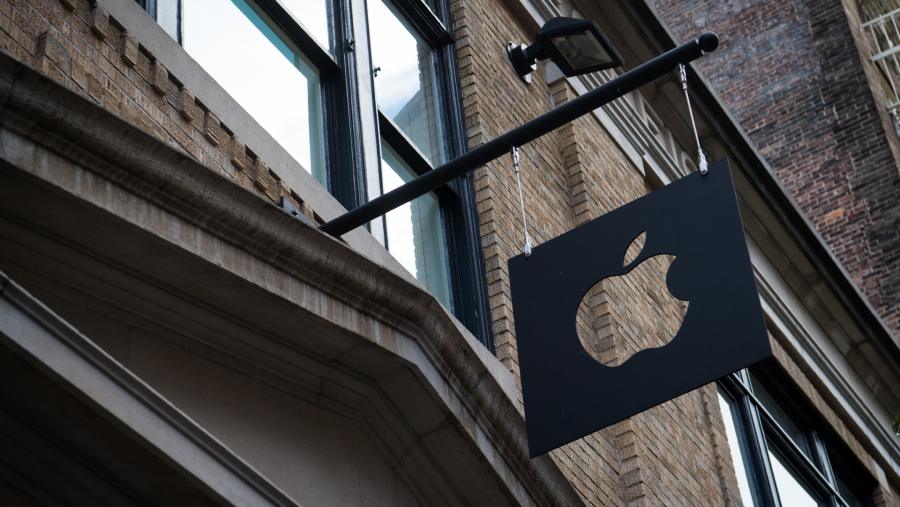 Logo Apple di New York, AS. dok: Mark Kauzlarich/Bloomberg