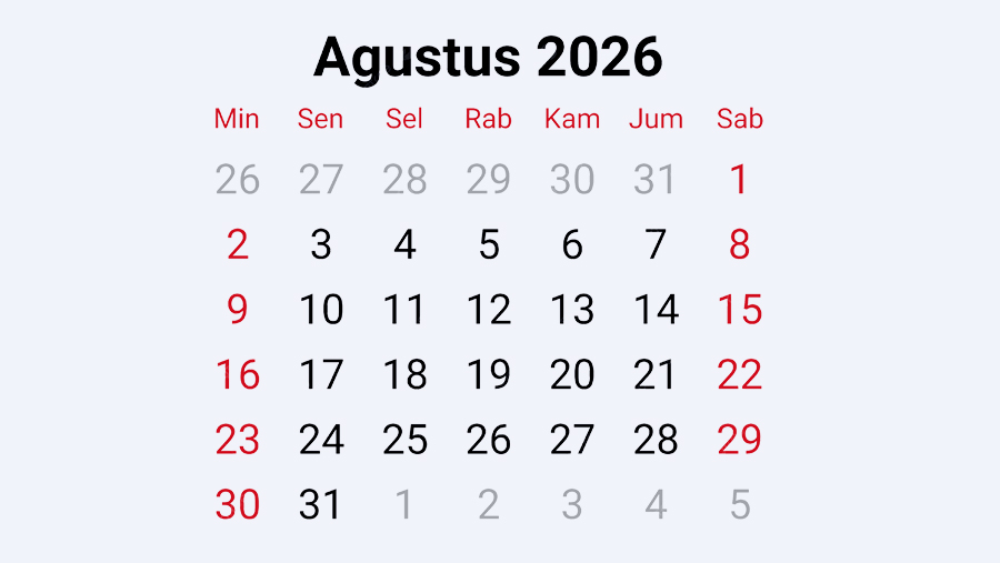 Ilustrasi Kalender Agustus (Diolah)