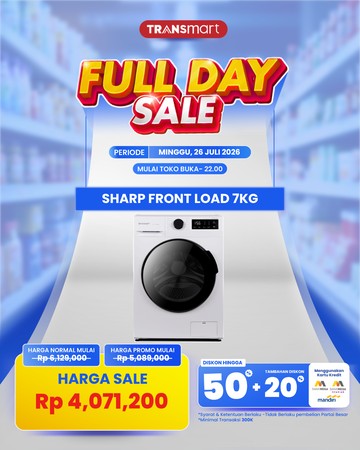 Hemat Besar Akhir Pekan: Transmart Tawarkan Diskon Fantastis Mesin Cuci Sharp Hingga Rp 2 Juta