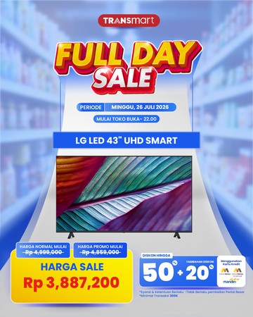 Transmart Gelar Diskon Elektronik Akhir Pekan, Smart TV 43 Inci Turun Harga Jutaan Rupiah